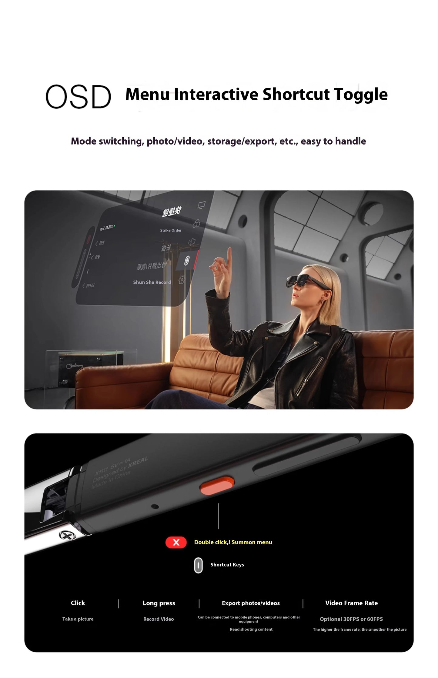 XREAL Eye 6DoF suspension mode virtual and real fusion screen recording first-person perspective shooting custom accessories