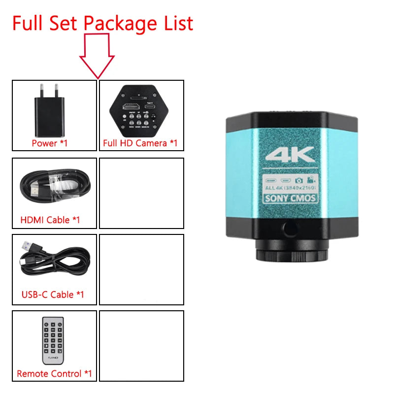 4K Microscope 48MP Digital Microscope For Electronics USB Industrial Cameras HDMI 1-180X Zoom C-Mount Lens Phone Pcb Soldering