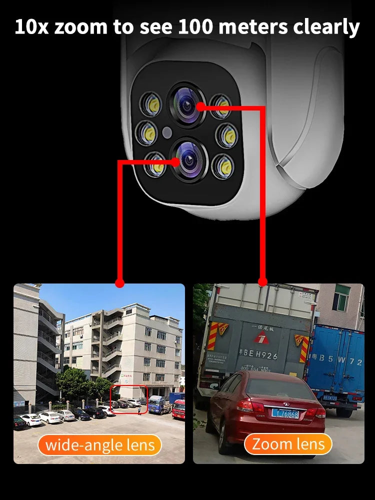 Security Camera 10X Zoom Three Lens WIFI Wireless Outdoor 6K 12MP AutoTracking IP Camera PTZ CCTV Video Surveillance IPC360Home