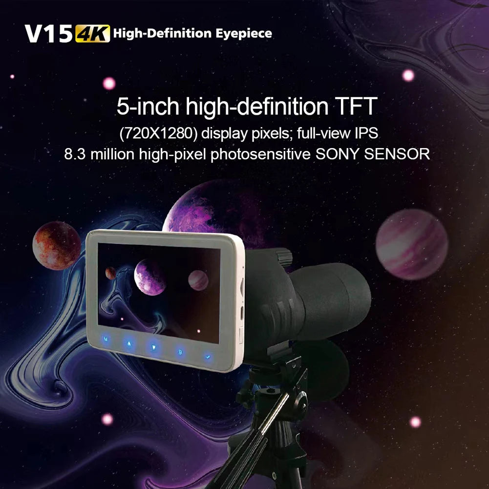 HD Electronic Eyepiece Camera 5-Inch Screen Telescope Electronic Eyepiece 5X Digital Zoom for Bird-Watching Lunar Astronomy