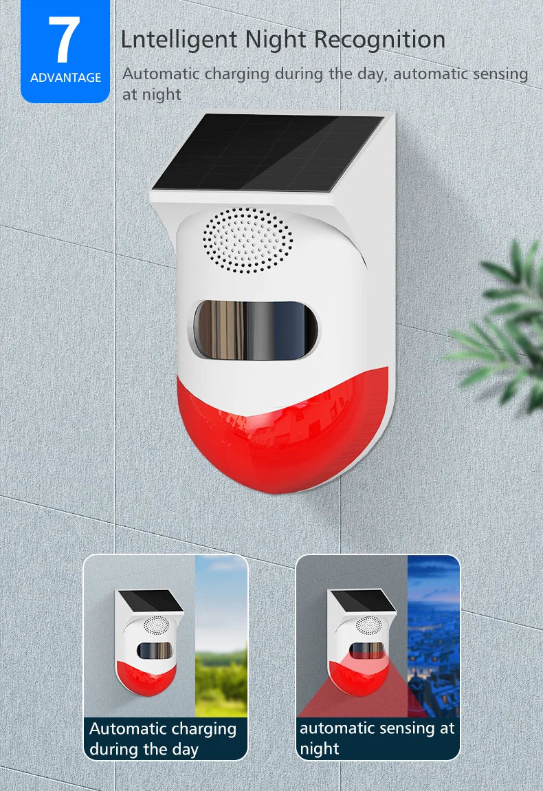 Independent Outdoor Solar Infrared Alarm 120dB Wireless Anti-theft Waterproof Animal Drive Outdoor Sound And Light Alarm Signal