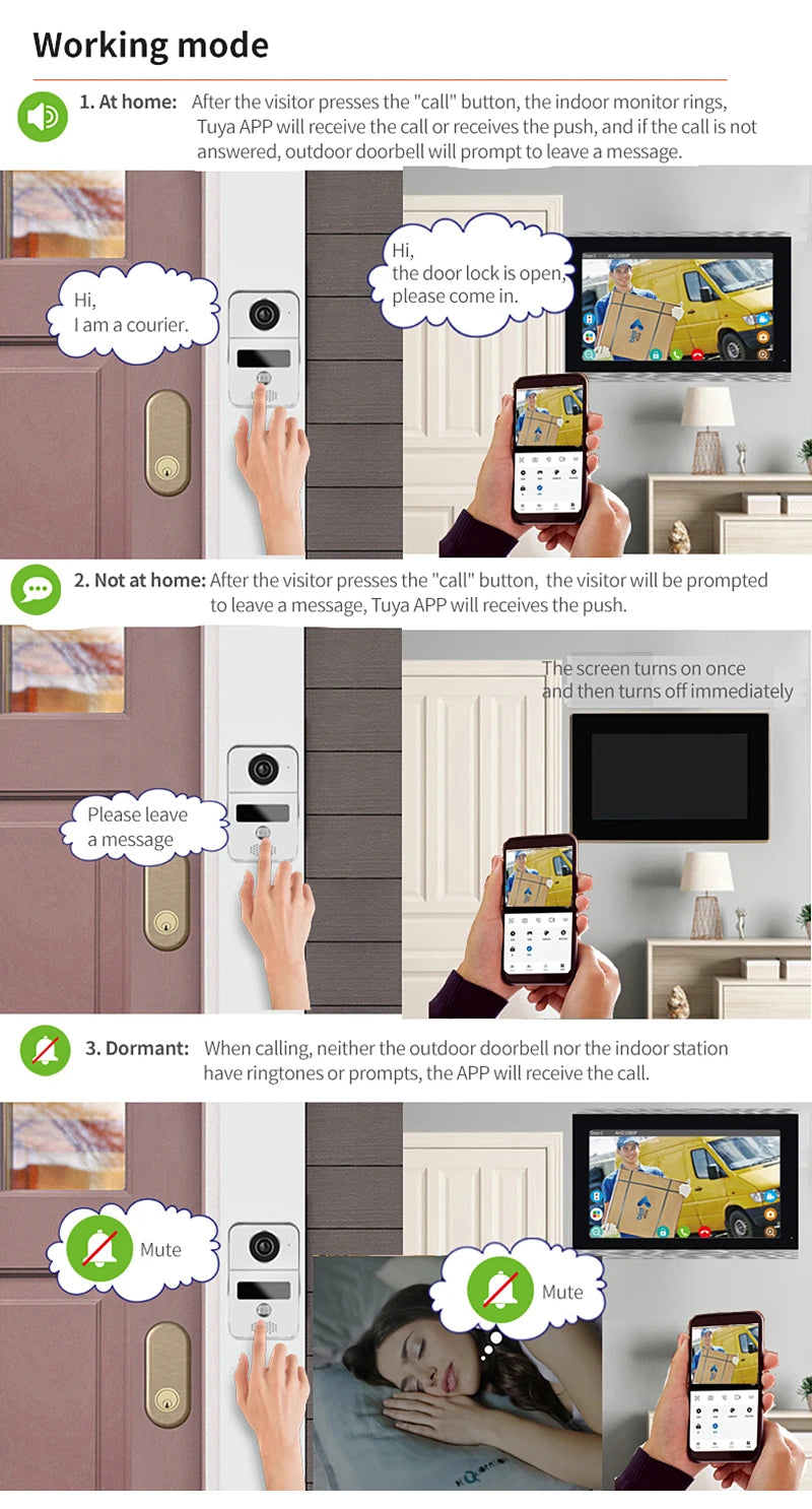 7 Inch Tuya Video Doorbell WiFi Outdoor Door Bell Waterproof IP65 Intercom Smart Home  Door Phone Camera