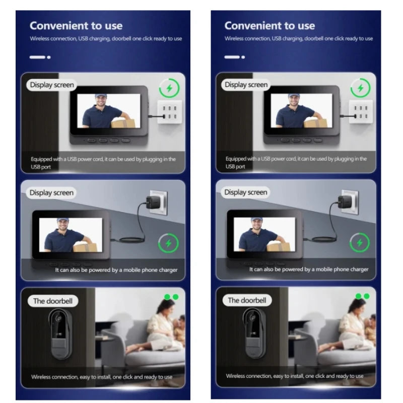 Wireless intercom Doorbell HD Night Vision 4.3in lPs screen Waterproof Visual Doorbell camera smart Home security Video By Bell