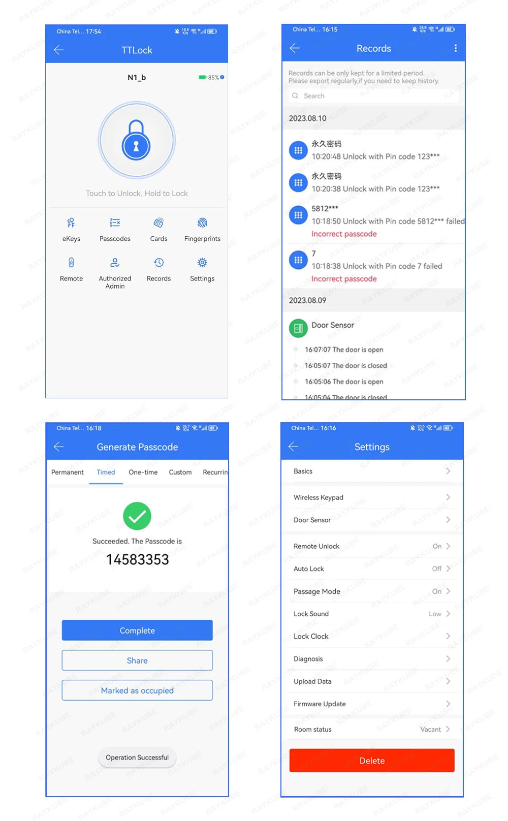 Easy Replacement Cylinder Smart Lock APP TTlock Bluetooth Fingerprint Password NFC Unlock Auto Lock/ Unlock With Battery Z-18