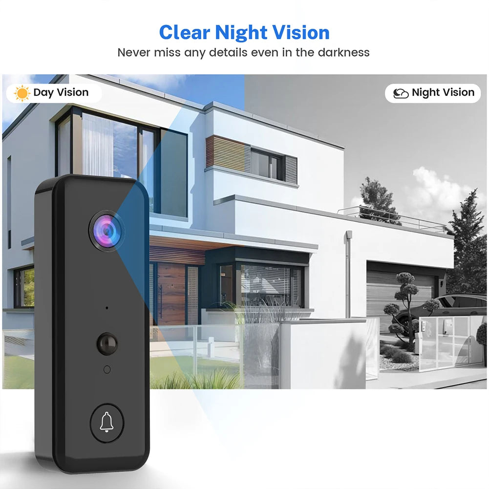 Video Doorbell Camera 2-Way Audio Wireless Video Doorbell PIR Motion Detection for Home Office