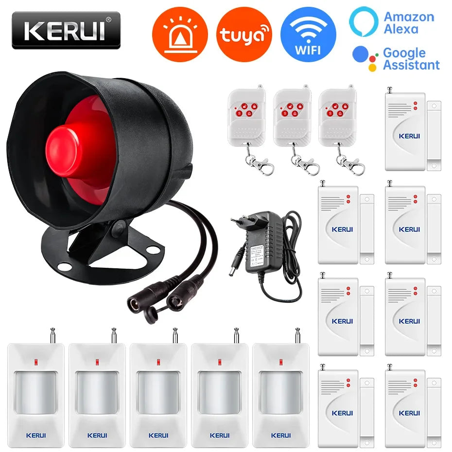 KERUI Siren Alarm System Tuya Smart WiFi 110db Loudly Speaker Alarm Burglar Home Security Alarm With Motion Door Window Sensor