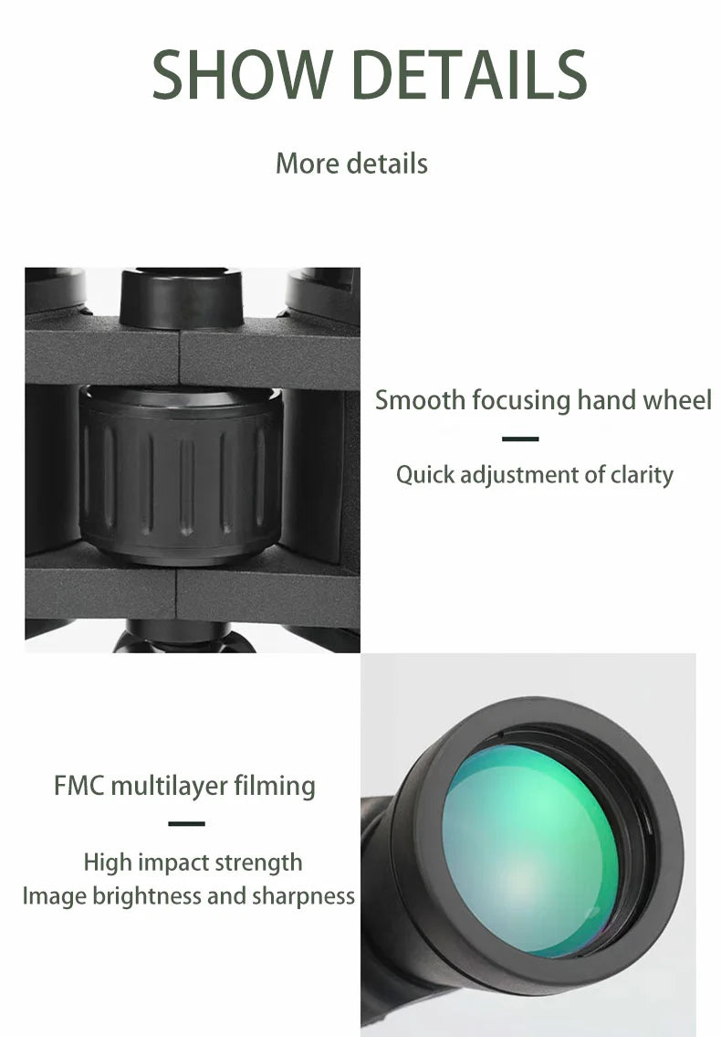 Binoculars 20x50 Multipurpose Telescope Long Rang Outdoors Portable IPX4 Waterproof Sports Recreation Camping Hiking Telescope