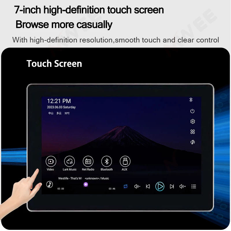 Smart home audio system 7 inch touch screen in wall amplifier WIFI Bluetooths sound music player ALEXA control panel Stereo Amp
