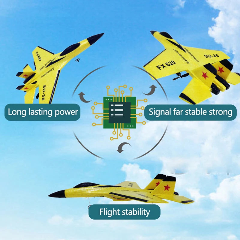 FX620 RC Plane 2.4G With LED Lights Aircraft Remote Control Flying Model Glider Airplane SU-35 EPP Foam Toys For Children Gift