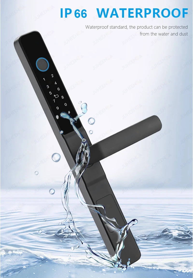 Waterproof Sliding Door Smart Lock TTLock App Alexa Fingerprint Digital Code RFID Card Anti-Lock Aluminum Glass Electronic Lock