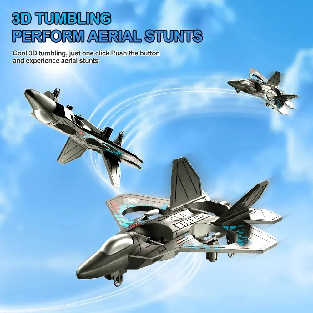 L0712 RC Plane 2.4G EPP Foam Fighter with LED Gravity Sensing 6-Axis Gyro Outdoor Remote Control Flying Toy Gifts for Boys
