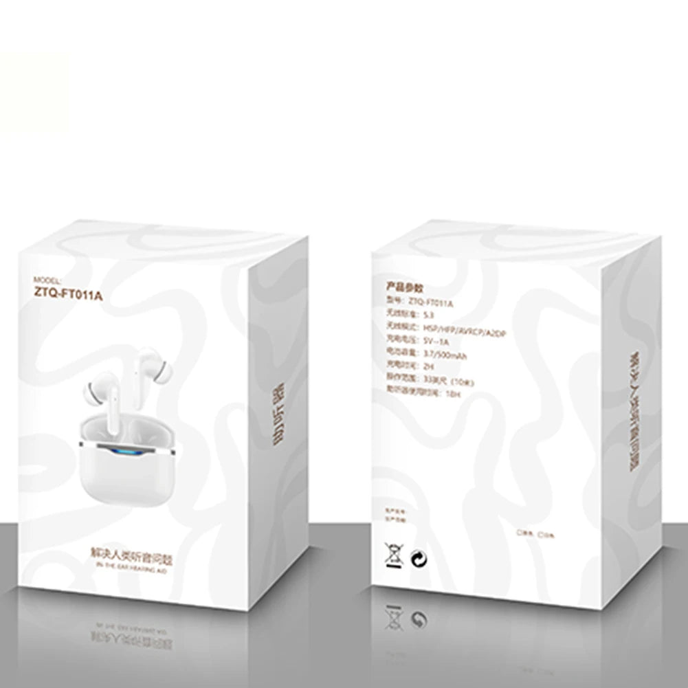 Mini Noise-cancelling Hearing Aid Wireless Headphones Hearing Amplifier Earbuds Hearing Aid Feature in Ear Earphones for Elderly