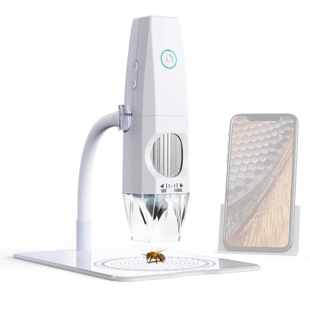 WiFi Digital Microscope 1000X 2MP 1080P Type-C Phone PC Connected Photo Video Taking 8 LED Lights Portable Electronic Microscope