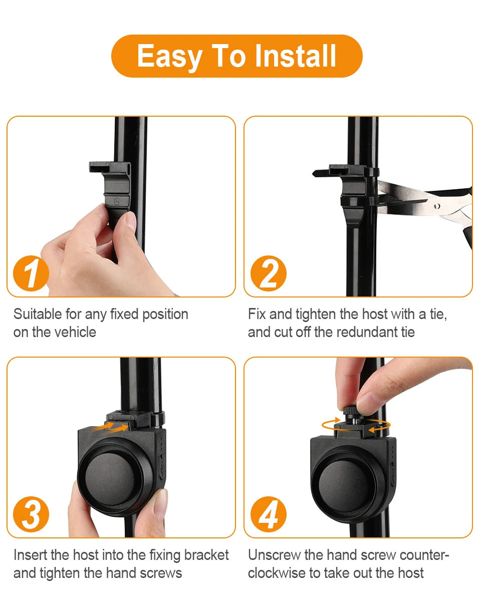 Hollarm Bicycle Vibration Alarm Wireless Motorcycle Alarm Anti-theft USB Rechargeable Remote Control Security System Waterproof