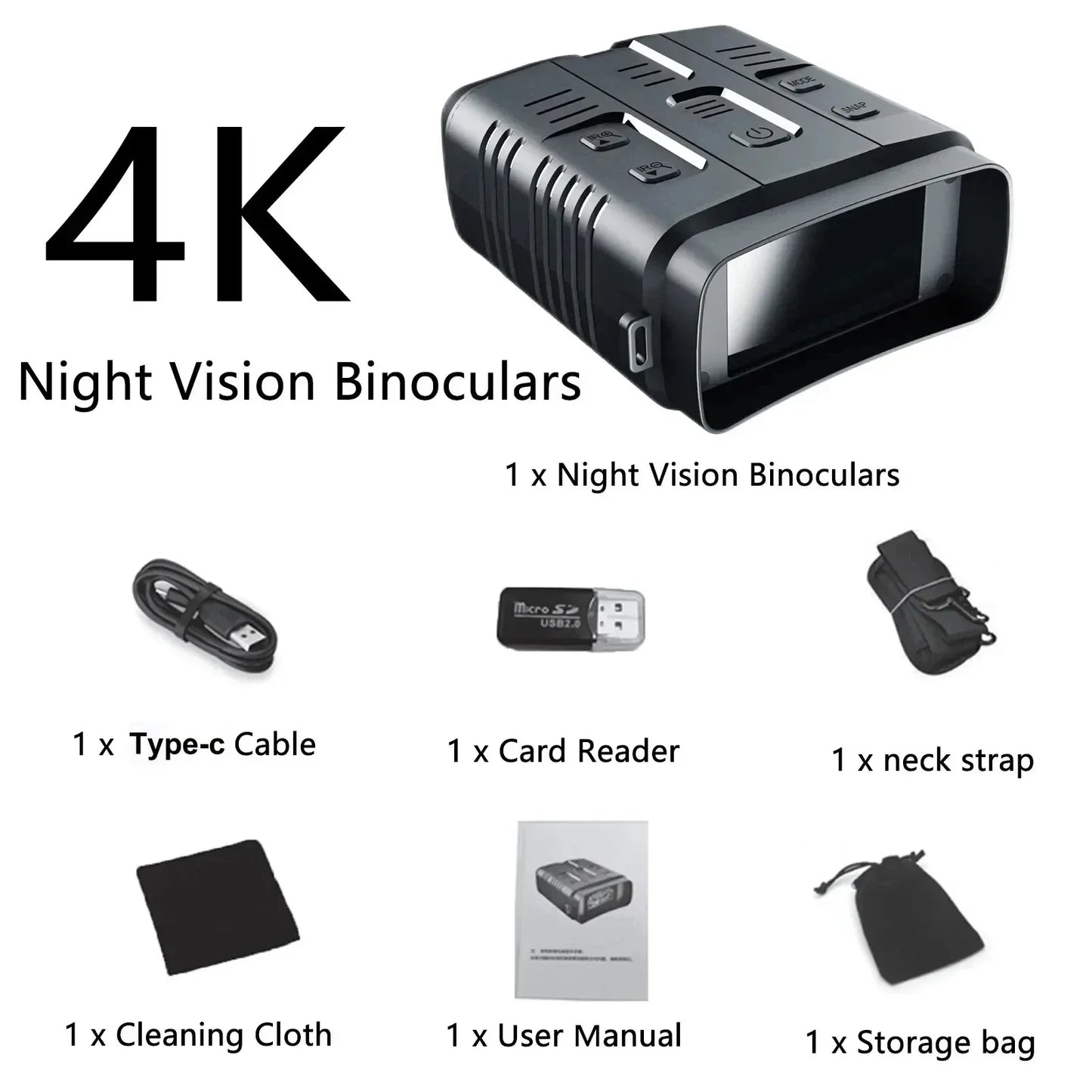 2025 New 4K Night Vision Binoculars 10x Digital Zoom 800m Range Infrared WiFi Telescope for Hunting Camping with Video Recording