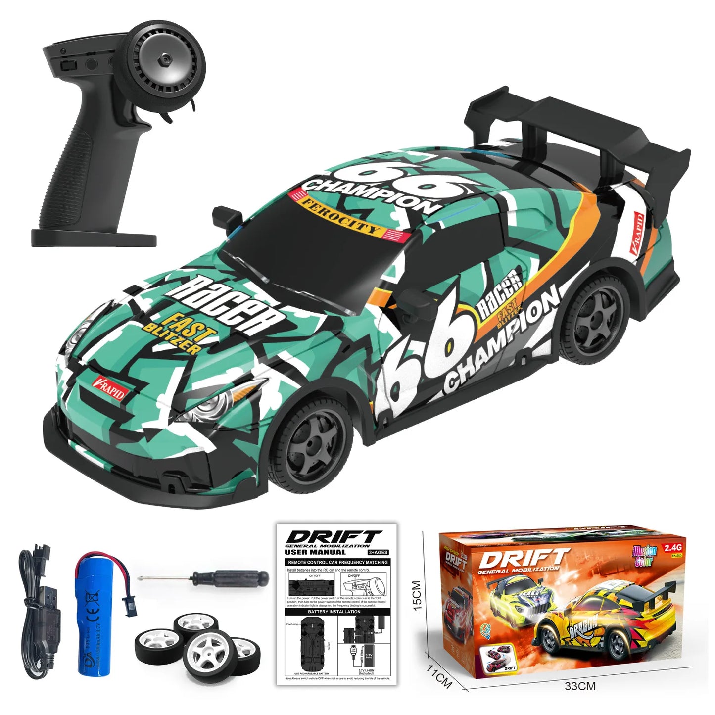 Rc Cars Drift Racing 1:18 High Speed Radio Control Car Remote Control Car 2.4G Wireless Colorful Light Portable Toys for Boys