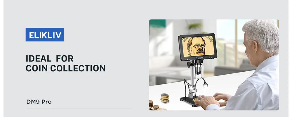 Elikliv EDM9 7 Inch 1080P LCD Digital Microscope 50X-1200X Soldering Electronics Microscopes With LED Lights Support PC Computer