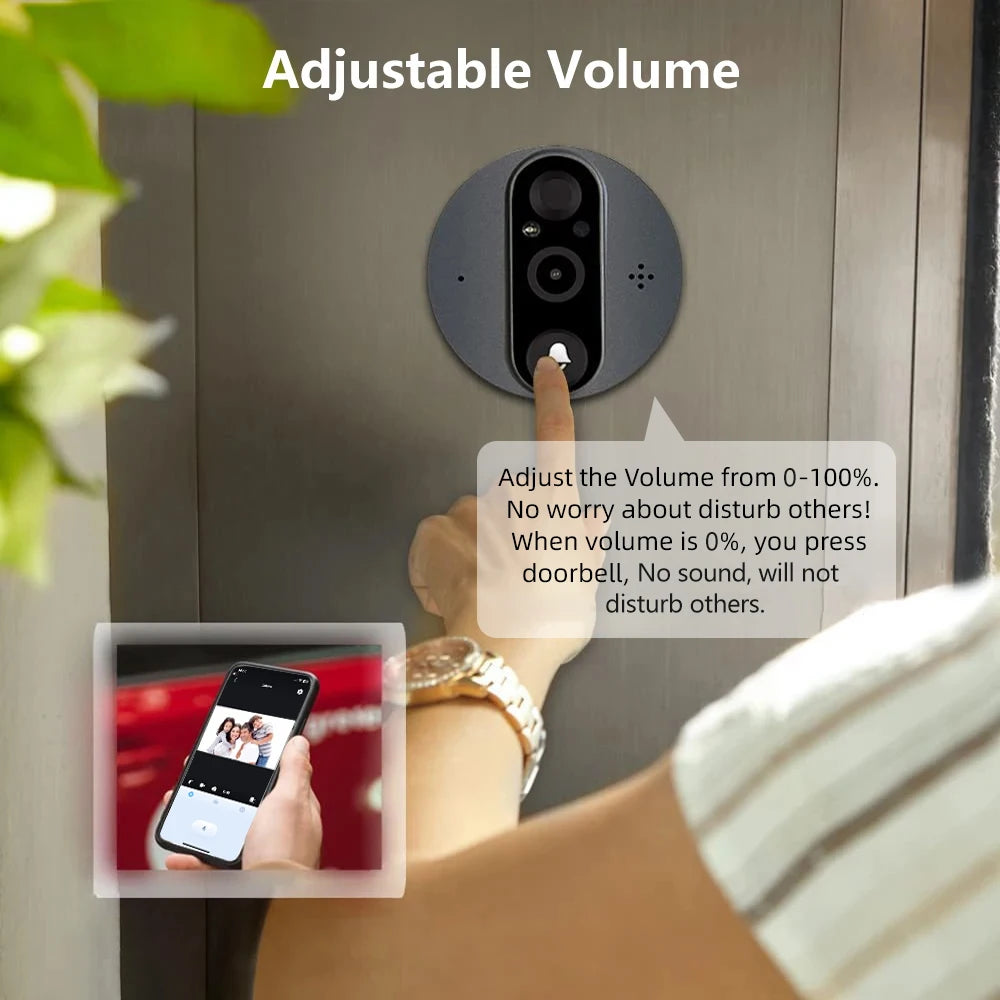 2-Way Talk Smart 3MP WiFi Battery Power Door Bell Magic Cat Eye Peephole Camera PIR FHD Digital Viewer Doorbell 4.3 inch Monitor