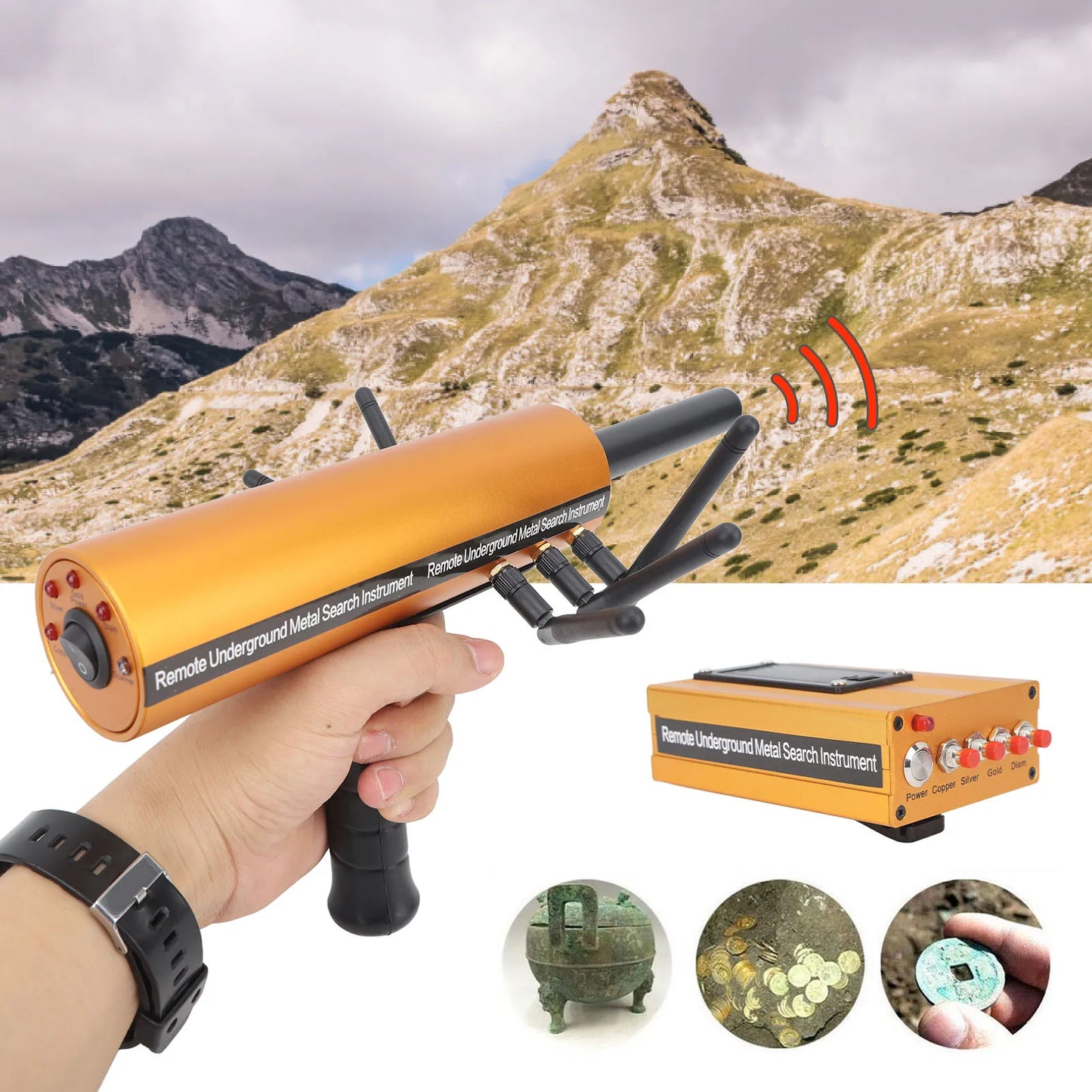 Metal Finder AKS Metal Detector Metal Pinpointer 30m Depth 1200m Range 6 Antenna Accurate Finding Gold Detector Metal Detector