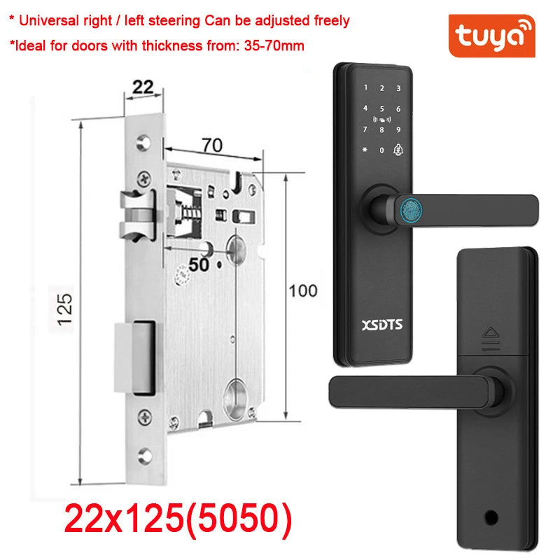 New Smart Door Lock With Tuya APP Digital Electronic Lock Smart Home Wooden Door Lock Biometric Fingerprint