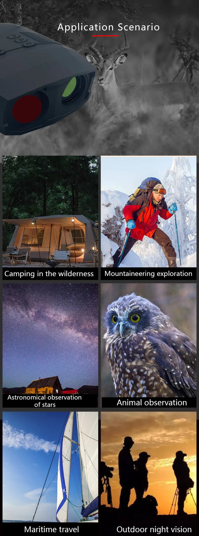 4K 60MP 3Inch Large Screen  8X Zoom NV6000 Full Color Night Vision Instrument  Googles Binocular Take Photo&Video Digital Camera