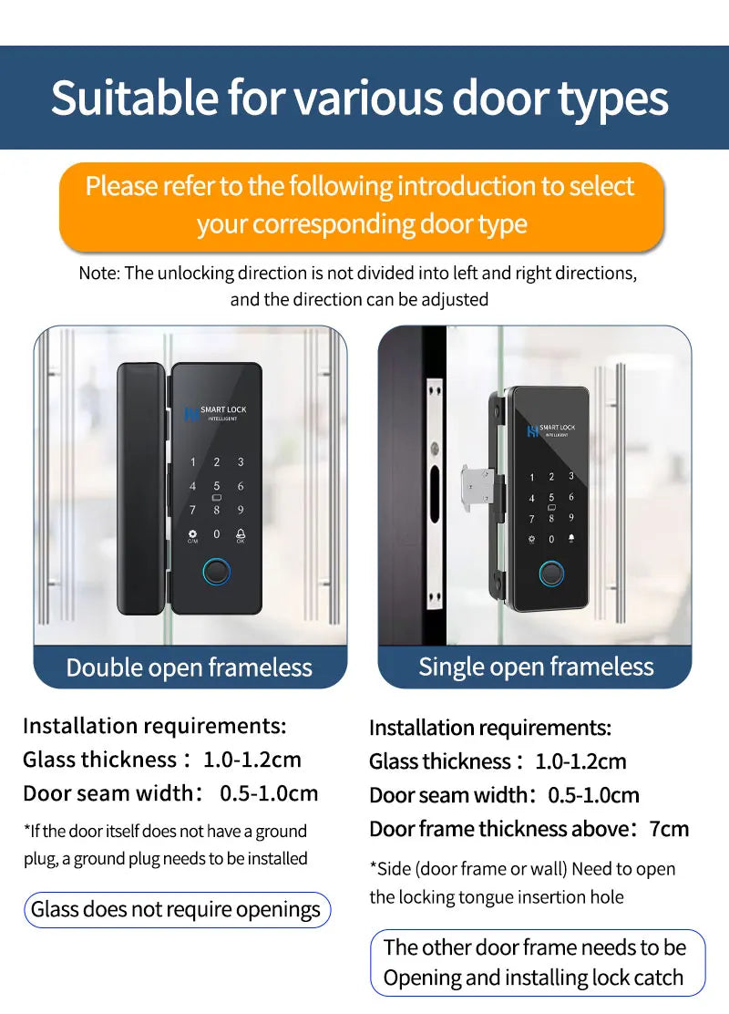 Smart Door Lock For Wooden Sliding Glass Door HAHALock App Biometric Fingerprint Lock Bluetooth IC Card Electronic Digital Lock