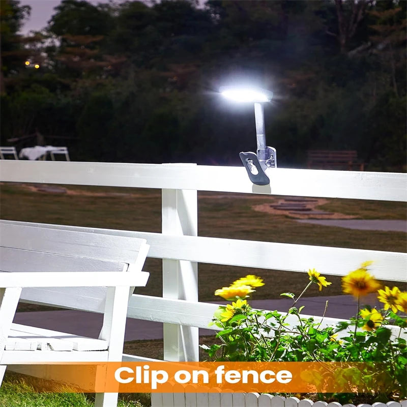 92LEDs 600LM Solar Fence Lights Motion Sensor OutdoorWaterproof 6000K Security Lighting For Chain Link Fence Deck Gutter Camping