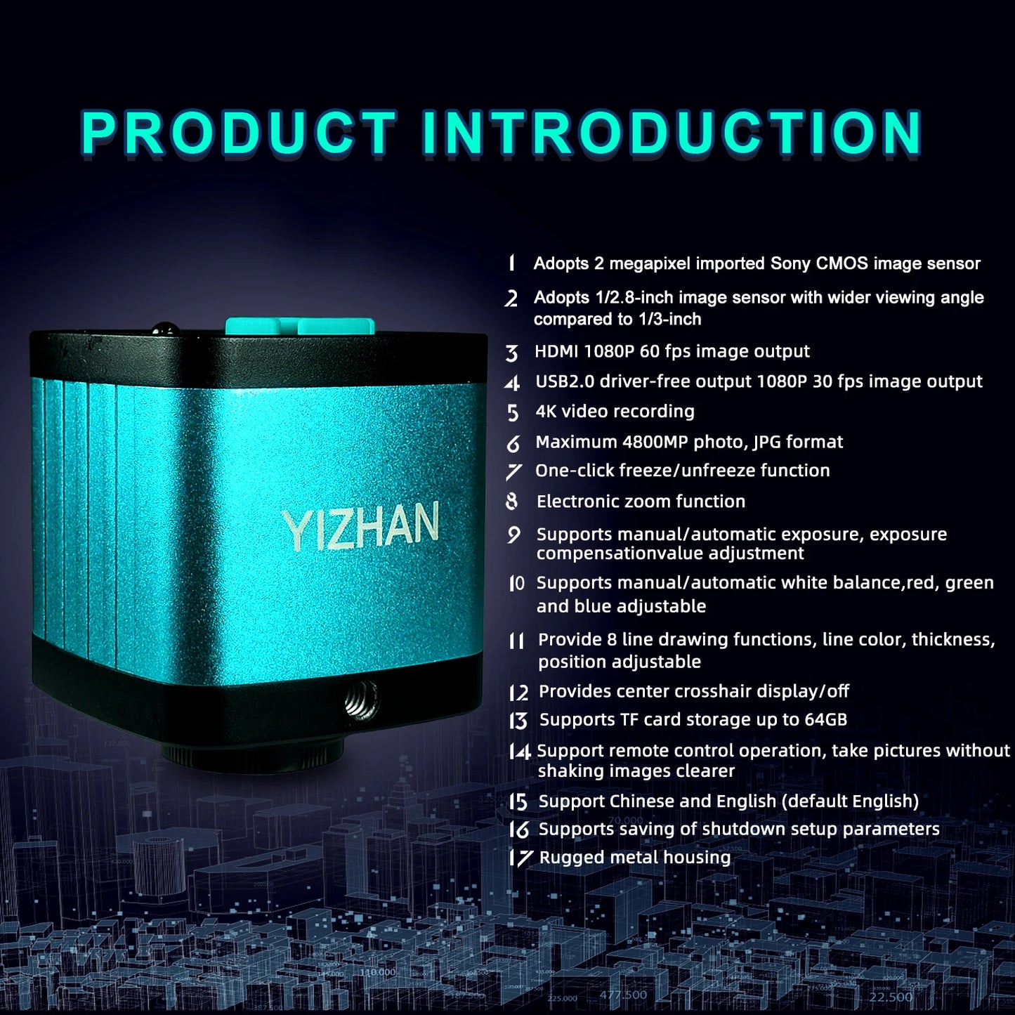 4K Digital Microscope 48MP Microscope For Electronics USB-C Industrial Cameras HDMI 1-150X Zoom C-Mount Lens Phone Pcb Soldering