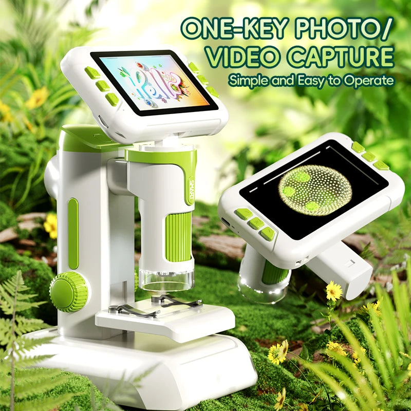 Microscope for Kids Children Microscope with 3.97 Inch Screen 1600x Zoom Mini Handheld Microscope Camera Christmas Birthday Gift