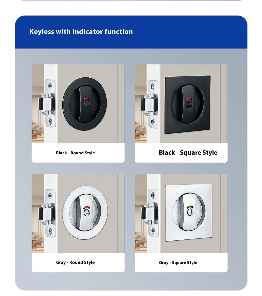 Slider door lock; square sliding door lock for home bedroom and bathroom with double hooks