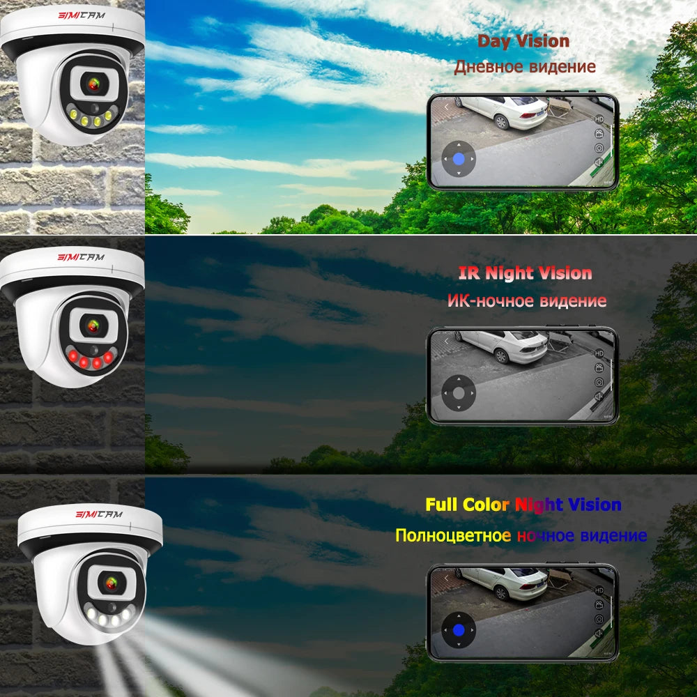 SIMICAM 4K Security IP Camera Surveillance POE/12V 8MP/5MP/4MP Witch Two Way Audio Color Night Vision Onvif AI Smart Alarm Xmeye