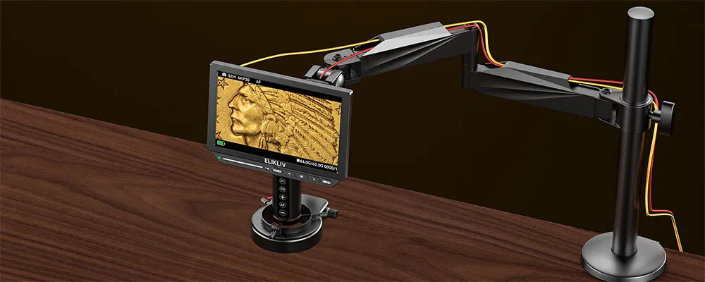 Elikliv EM4K-AF Flex 10.1'' Autofocus Digital Microscope 4K Soldering Microscopio for Electronics 2000X HDMI Microscope with Arm