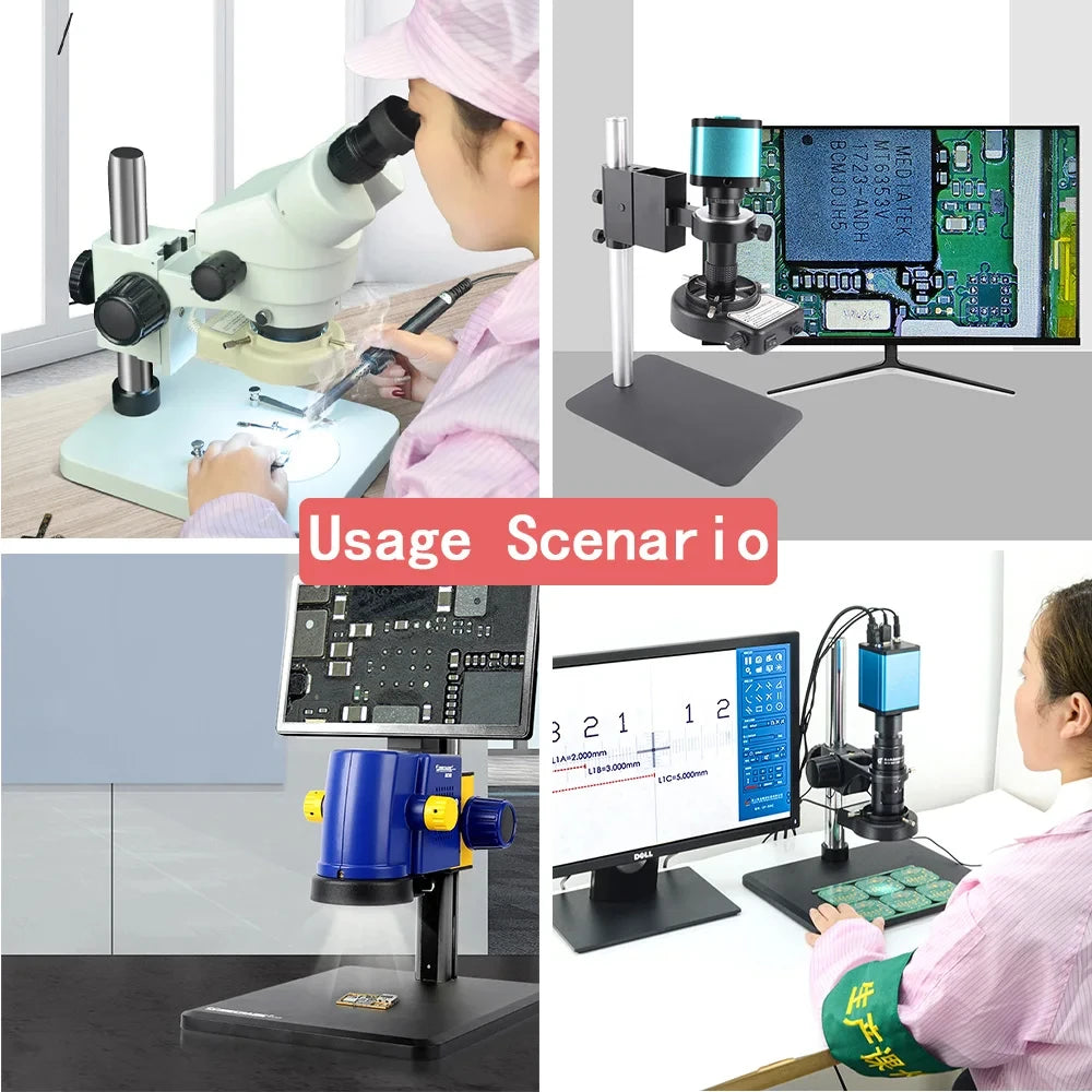 4K ULTRA Electronic Digital  Microscope  48MP USB HDMI Soldering Camera 130X 150X 180X C-Mount Zoom Lens For PCB Repair Tools