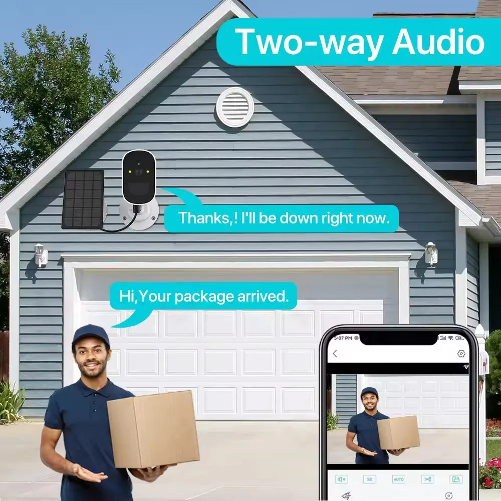 ICSee 5MP HD Surveillance Solar Security Camera Wireless Wifi Secure Battery Powered HD Home Surveillance Security Camera