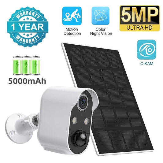 5MP WiFi Camera Security Protection Built In Battery/Solar Outdoor PIR Motion Detection Smart CCTV Video Surveillance Camcorder
