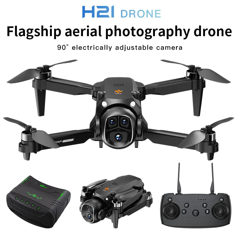 H21 Drone VR Aerial Photography Aircraft Version Monitor Dron Brushless Motor ESC Camera Optical Flow Fixed Height Headless Mode