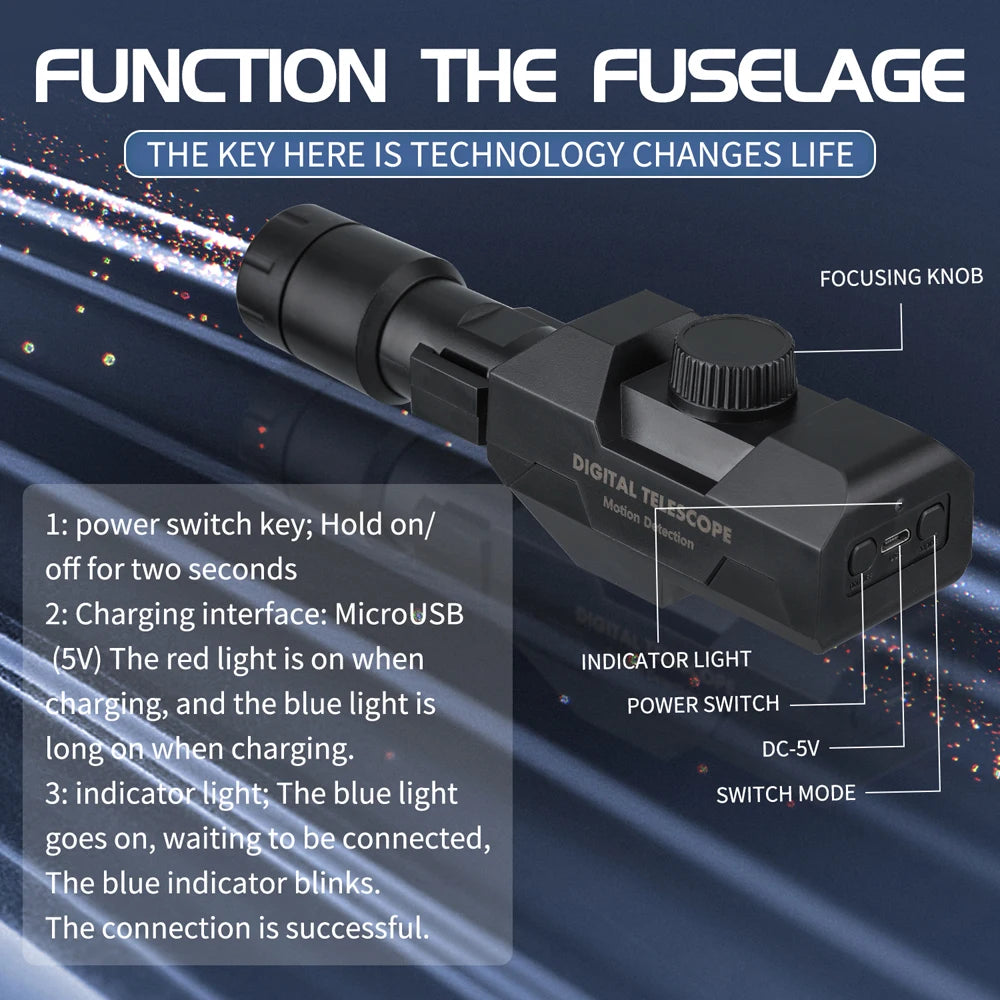 WiFi Digital Telescope 70X Large Aperture Objective Lens 2MP Photos Videos Mobile-detective Crosshairs Positioning Telescope