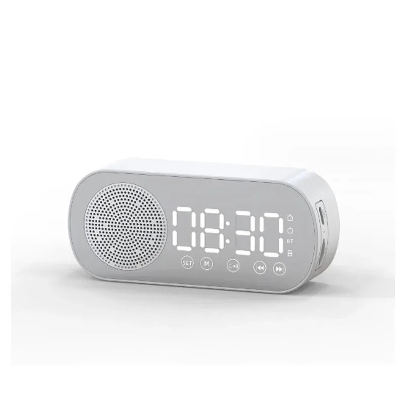 Alarm Clock Bluetooth Speaker, Digital Alarm Clock Radio with LED Mirror Display, Loud Alarm Clock for Heavy Sleepers