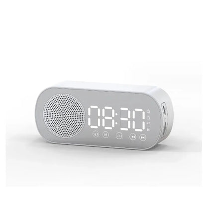Alarm Clock Bluetooth Speaker, Digital Alarm Clock Radio with LED Mirror Display, Loud Alarm Clock for Heavy Sleepers