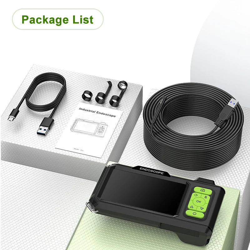 Industrial Endoscope 4.3'' IPS Screen Autofocus Camera HD1080P Single Dual Triple Lens USB Probe Car Inspection Borescope LEDs