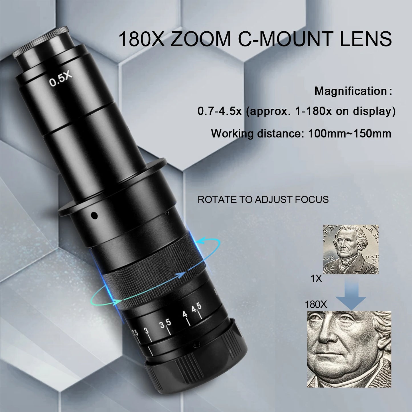 4K Microscope 48MP Digital Microscope For Electronics USB Industrial Cameras HDMI 1-180X Zoom C-Mount Lens Phone Pcb Soldering