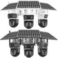 Wireless outdoor solar security camera, 1080P HD night vision 3 lens dual picture, IP65 waterproof, wireless monitor