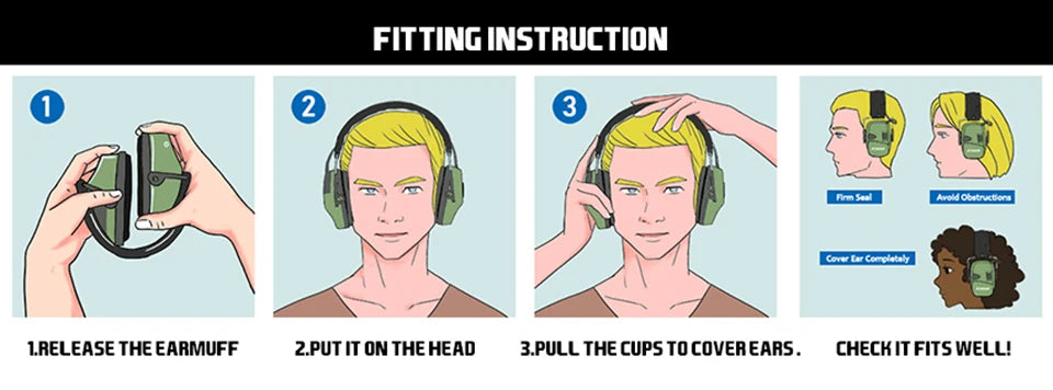 New Electronic Shooting Headset Headphones for Hearing Protection Ear Protector Noise Reduction Active Hunting Earmuffs