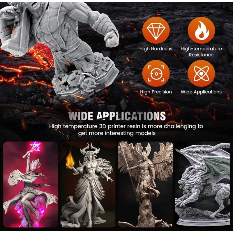 High Temperature 3D Printer Resin,Fast Curing,405nm UV Curing 3D Photopolymer Resin,High Temperature Resolution Resistance