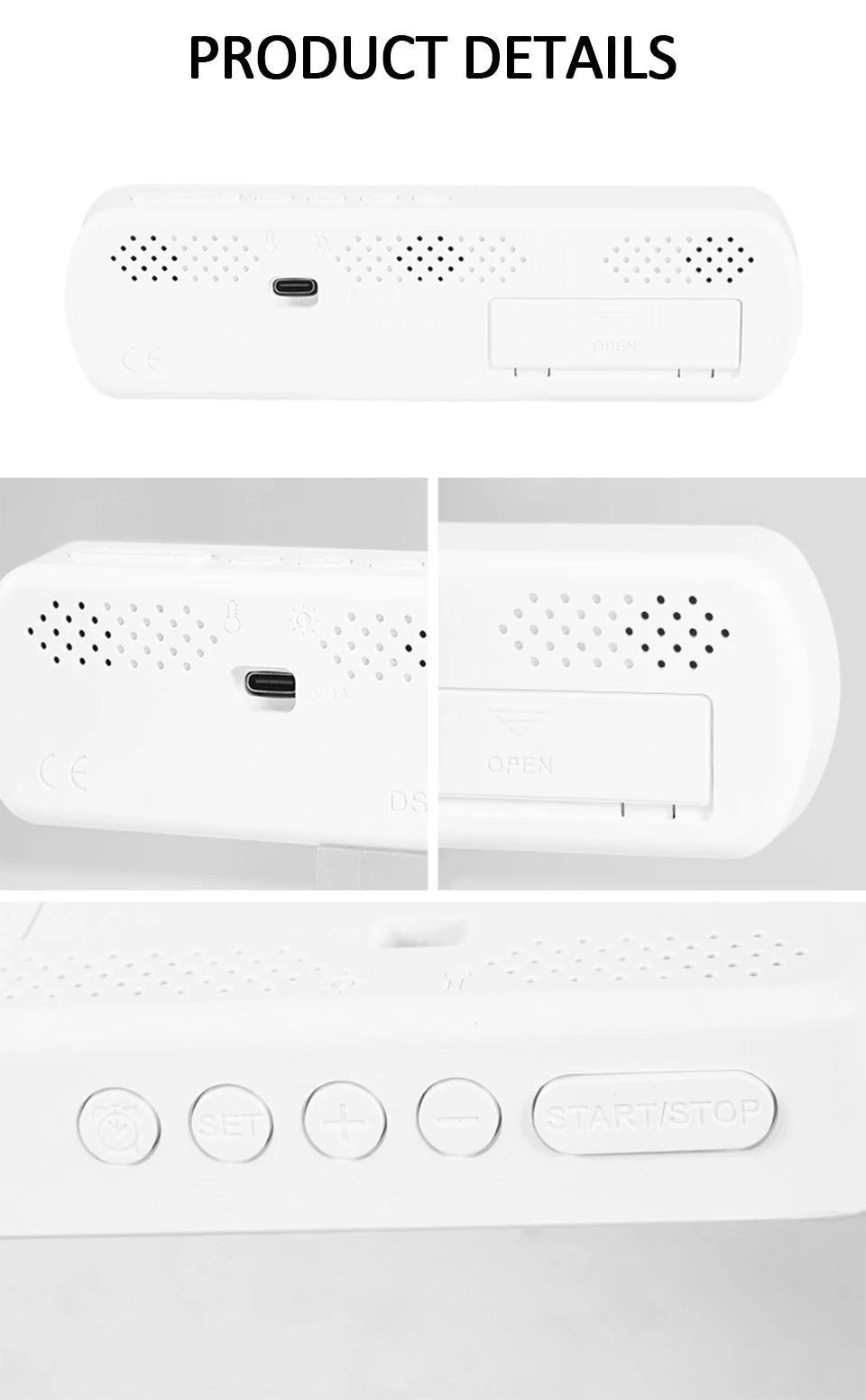 Voice Activated Multifunction Digital Alarm Clock LED Timer Clock 12/24H Temperature Date Display Desktop Alarm Clock Night Mode