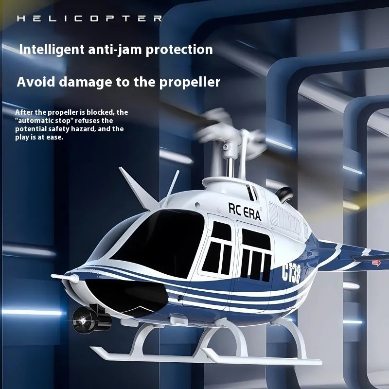 Remote-Controlled Helicopter C138 Rc Era The New Bell 206 Model Airplane With Double Blades And Single Rotor Without Aileron