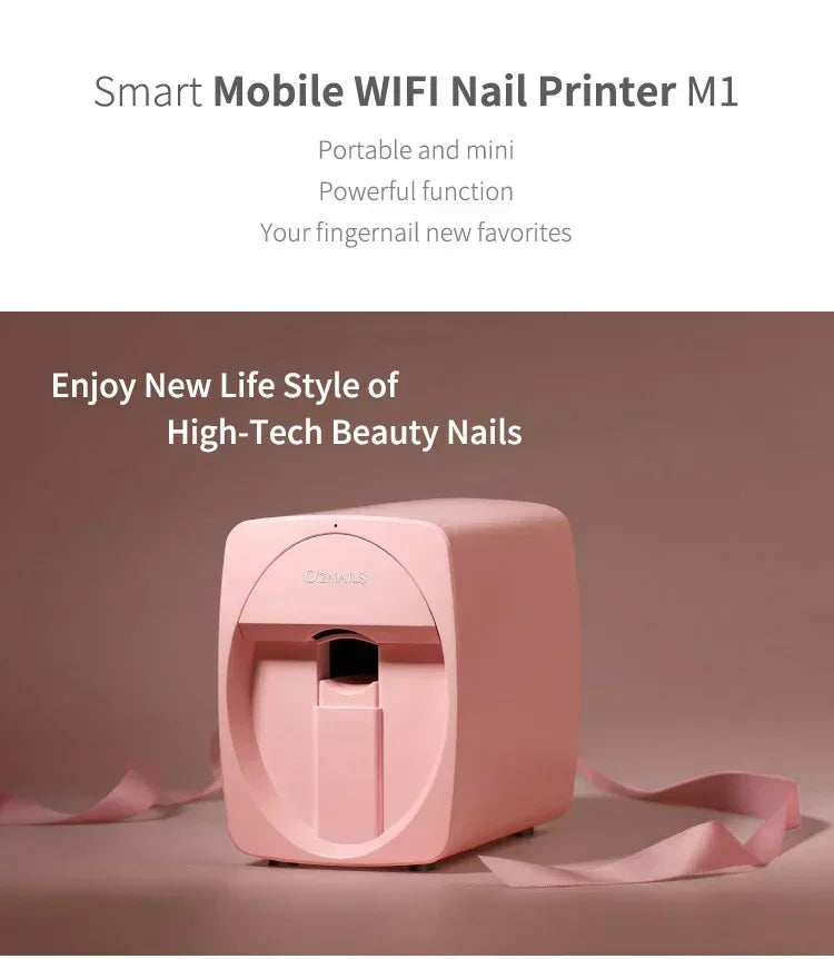 Smart Nail Printer Portable 3D Mobile Nail Painting Machine 2400 DPI Printing Resolution WiFi/DIY Support for Home Beauty Salon