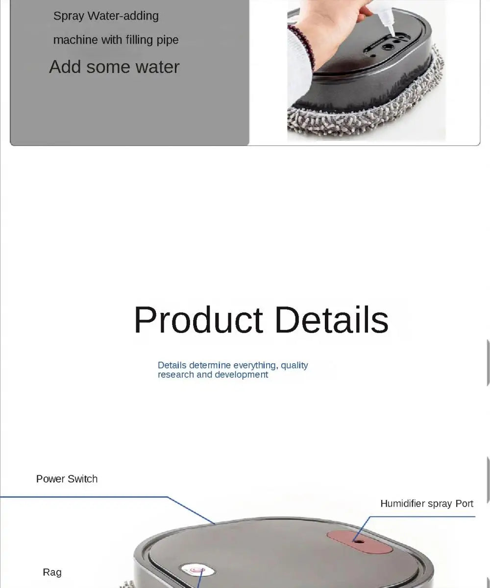 Intelligent Robot 3 in1 Dry Wet Sweep Mop Robot Vacuum Cleaner Rechargeable Smart Mopping Robot Spray Cleaner Home Mopping Robot