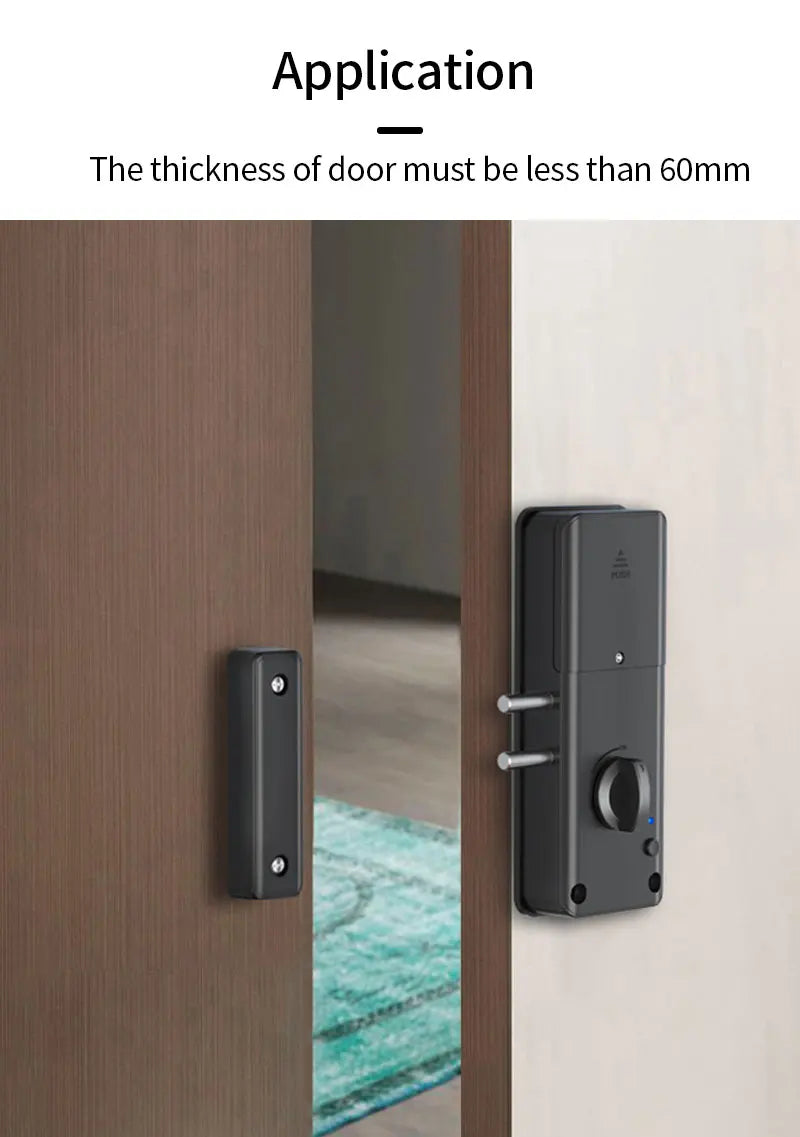 Smart Electric Motor Lock With Tuya App Keyless Entry Door Lock Concealed Invisible Installation IC Card Lock for Wooden Door