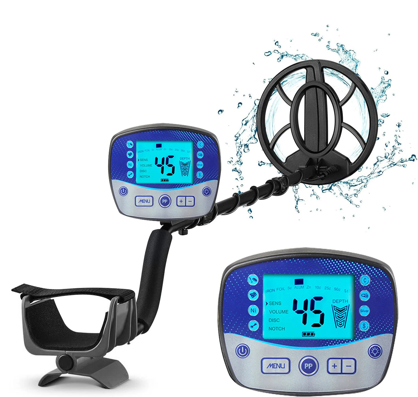 Metal Detector Underground Depth Search Finder Gold Detector Treasure Detecting Pinpointer Waterproof Coil